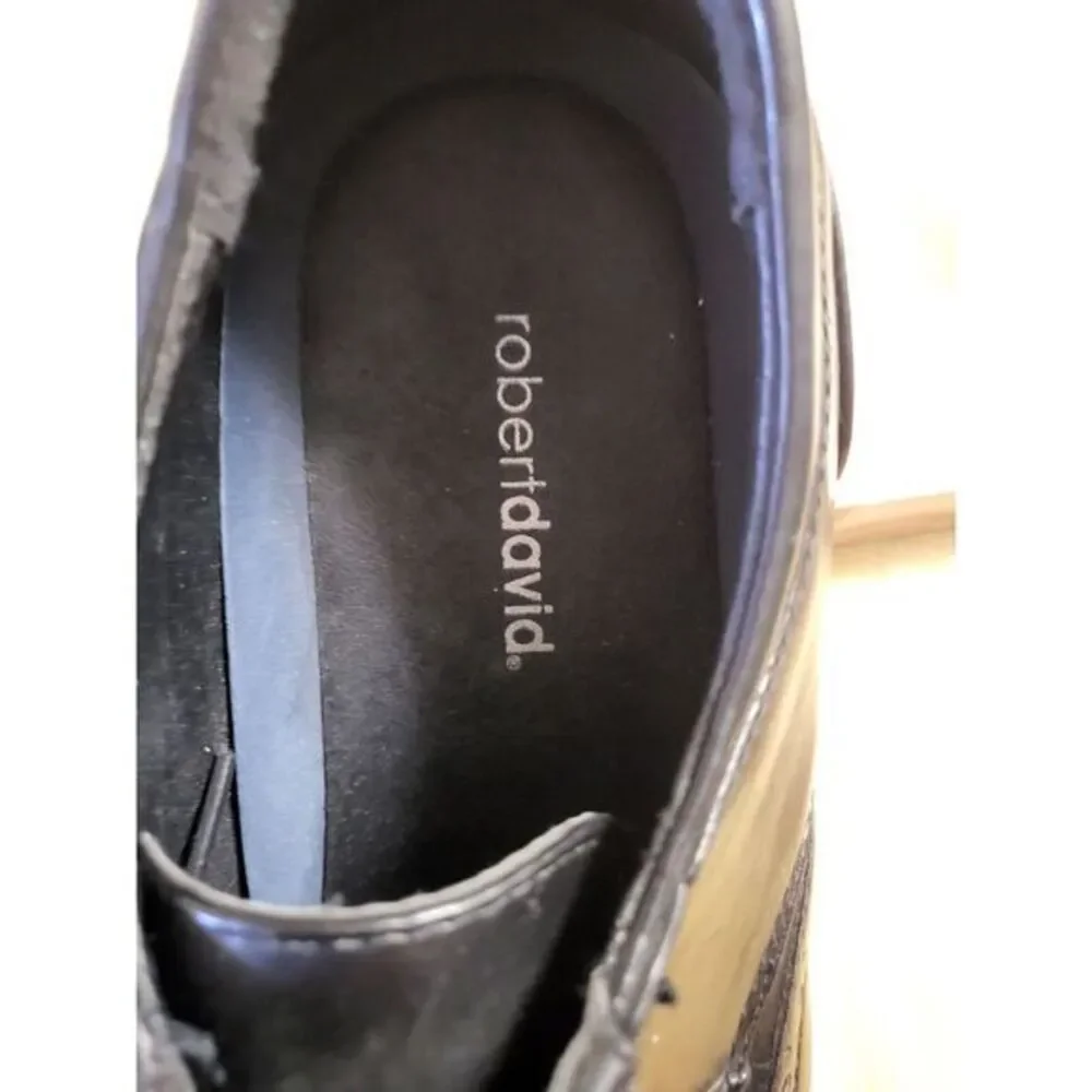 Robert David Men Wingtip Oxfords Size US 9 M Black Leather Grandpacore Preppy‎